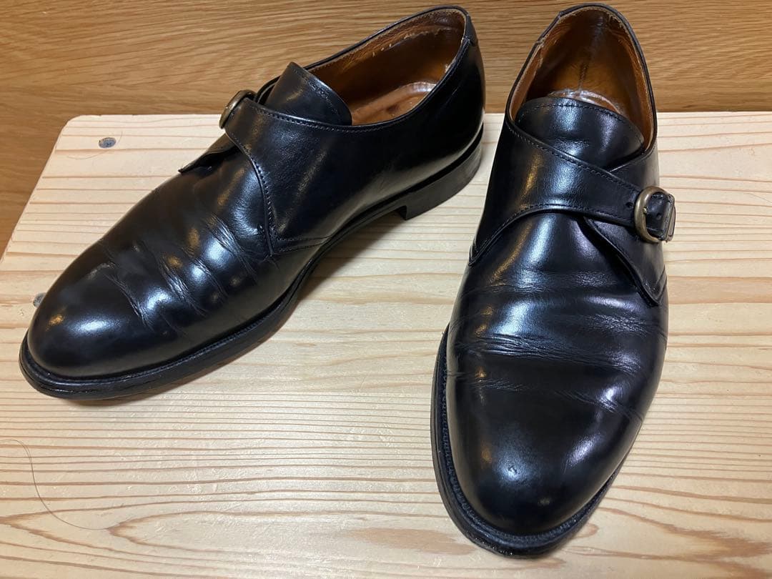 aldenオールデンモンクストラップ ブラックレザーシューズ81/2