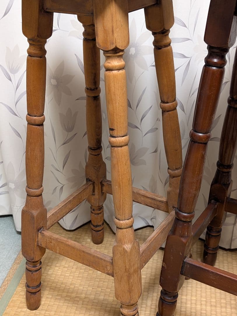 木製　スツール　カウンター チェア　2脚　イタリア風