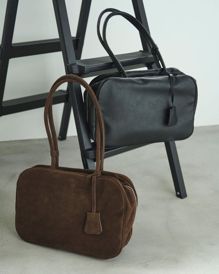 【美品】anuke Ecoleather Boston Bag（ブラウン）