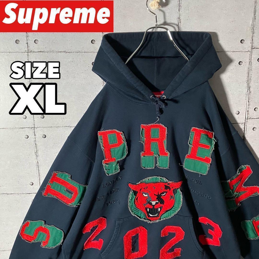 【即完売 】シュプリーム☆パッチアーチロゴスウェットパーカー希少XLネイビー