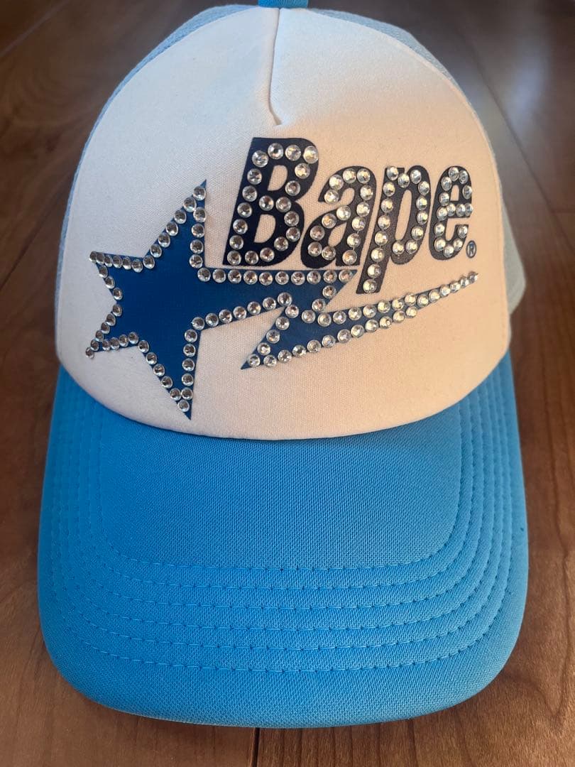 kiil  ABATHING APE ストーン装飾 キャップ 青/白