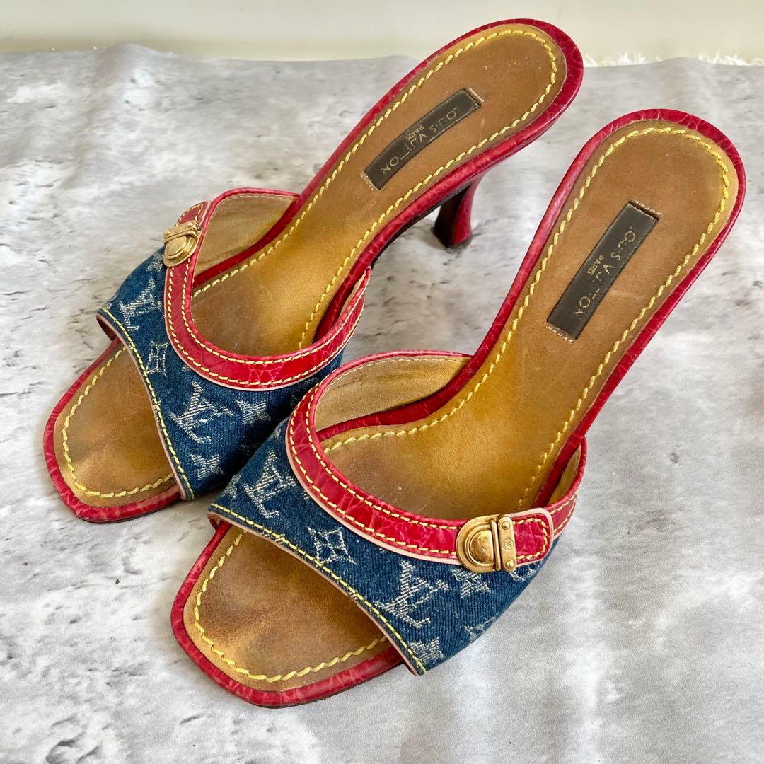 ルイ・ヴィトン モノグラム ミュール デニム マルチカラー 35 22.5㎝