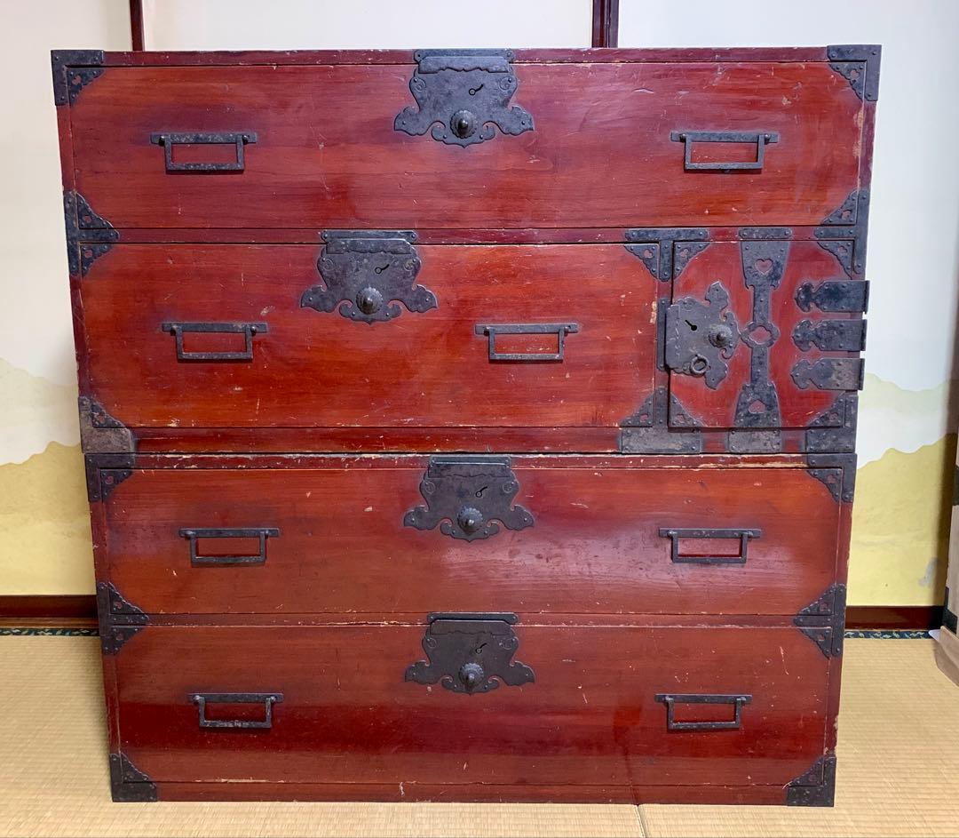 ☆【アンティーク】和箪笥 昭和レトロ 古タンス 桐箪笥 漆