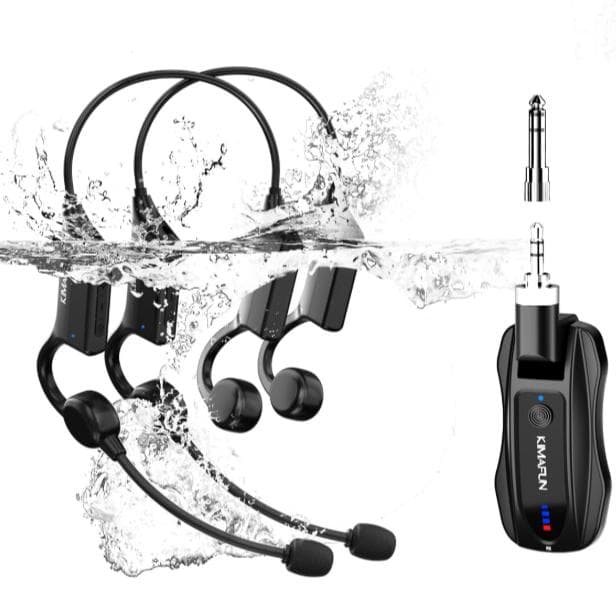 ワイヤレスマイク 2人用 2.4Gヘッドセット IP67防水