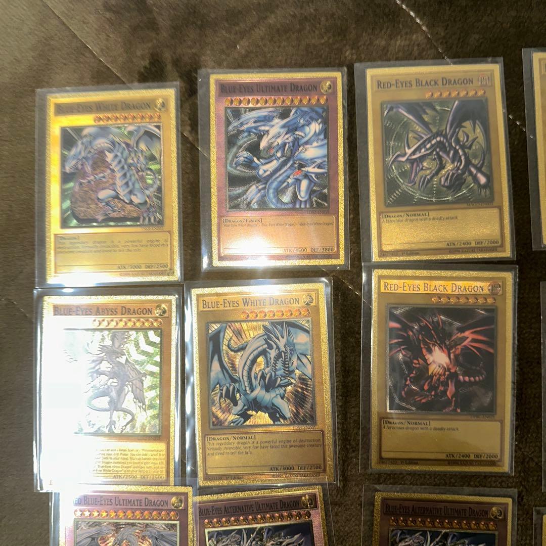 遊戯王 ブルーアイズホワイトドラゴン ゴールド レリーフ 合金 レプリカ有り