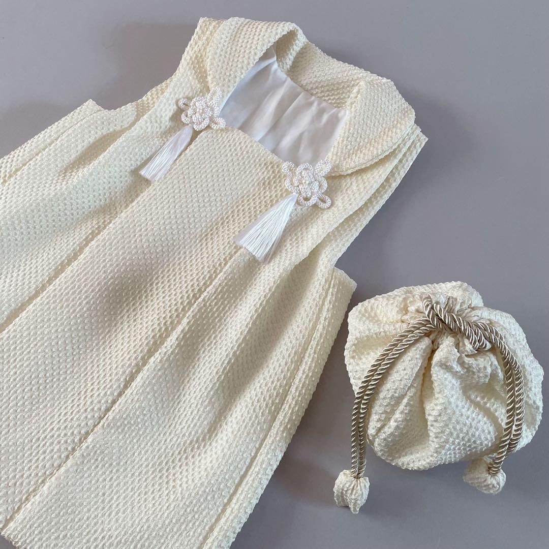 七五三　３歳　正絹　総絞りの被布　巾着セット　ハンドメイド