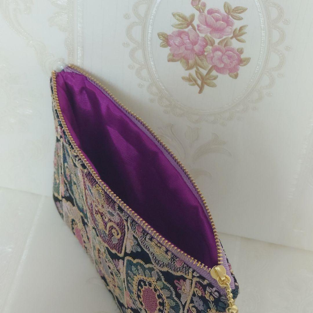 コロ様 インド刺繍生地 ポーチ ハンドメイド
