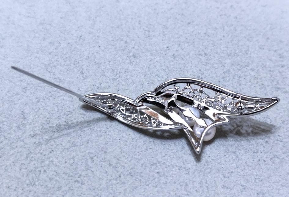 TASAKI 田崎真珠　パール×SILVER　ブローチ　40190