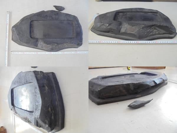 AKa6252　古い　大きな　硯　大きな横割れ２本あり　書道具