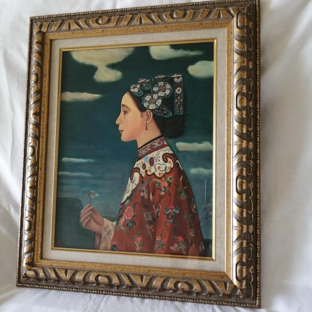 【 F6サイズ　額付き 】 模写： 藤島武二　「芳恵」 肉筆油絵