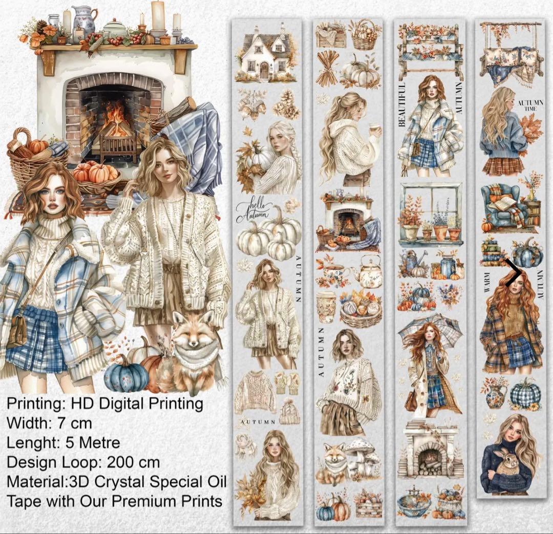 onwise マスキングテープ8個セット コラージュ 花 girl