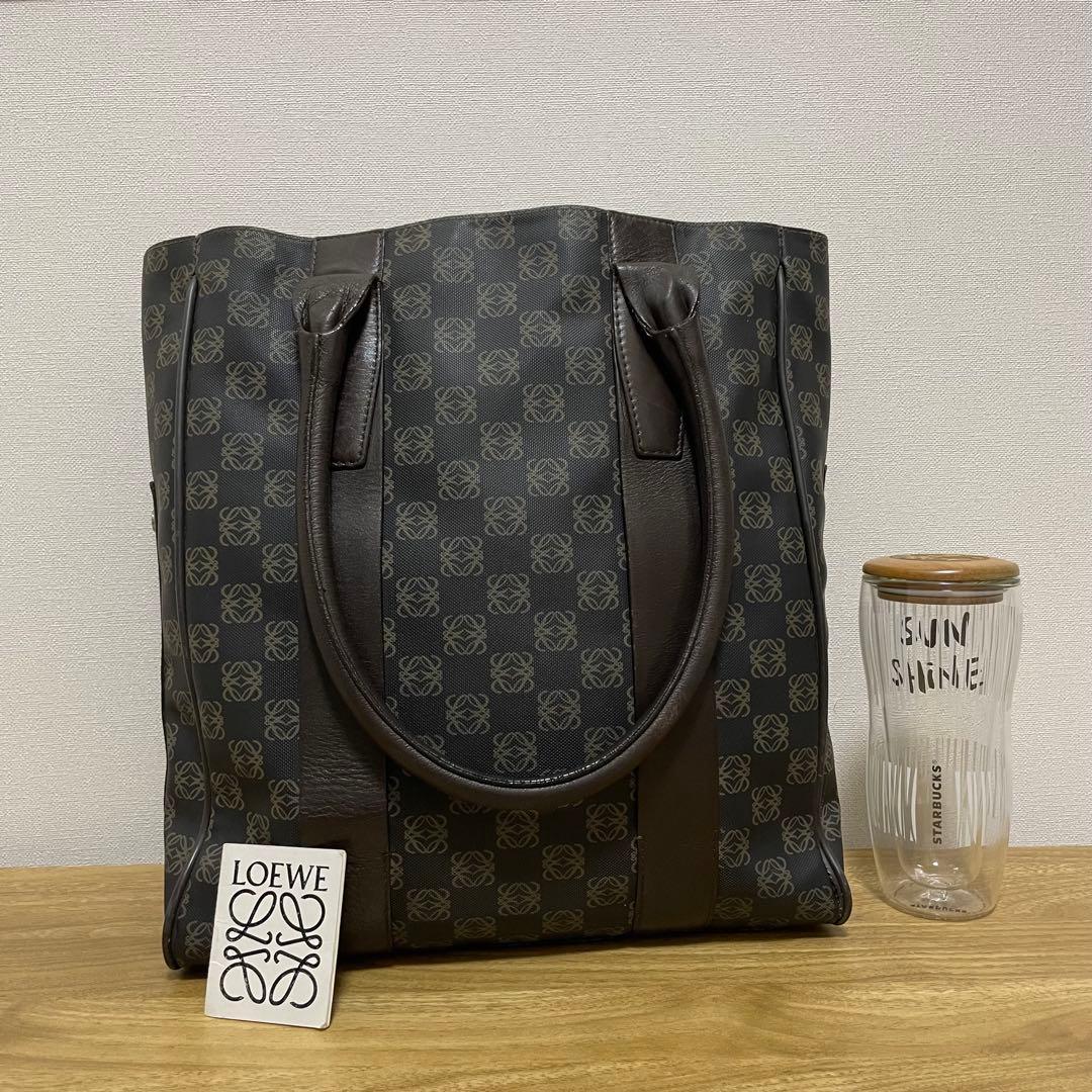 《美品》LOEWE（ロエベ）レザー ハンドバッグ ダークブラウン