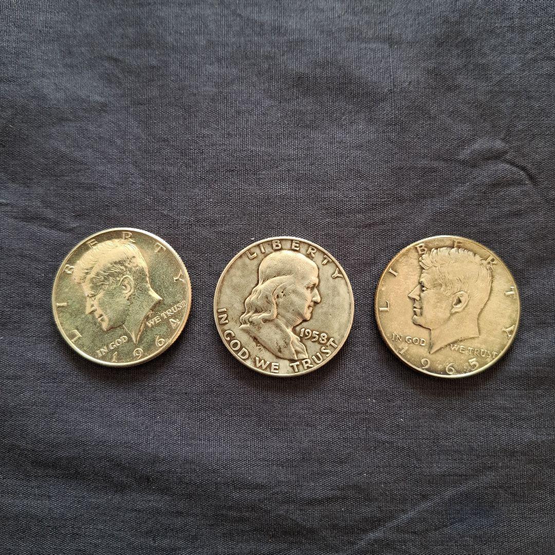 アメリカ、銀貨、ケネディハーフドル銀貨等3枚