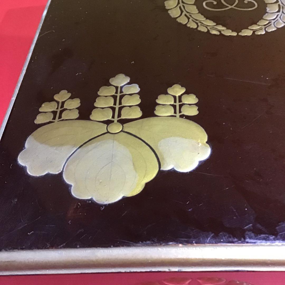 金泥高盛　五七の桐家紋　漆塗　明治期　　　za-1