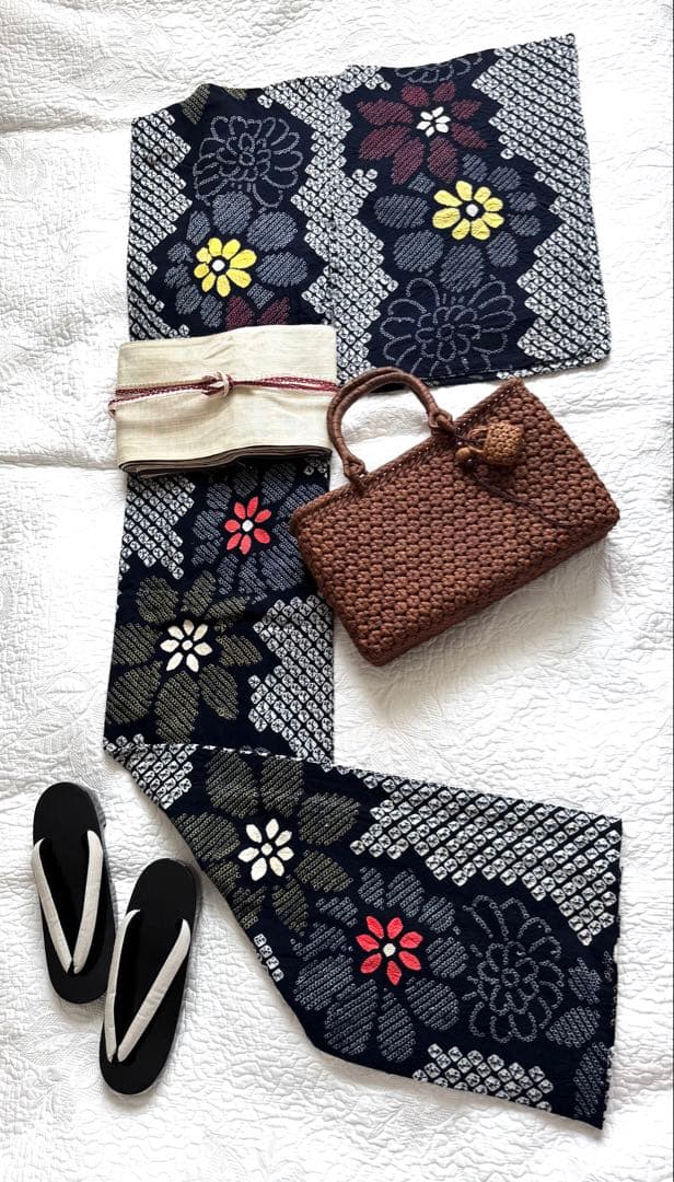 ご奉仕 高身長の方にも◆粋な大人の浴衣 ◆ 有松絞り 草花間道 素晴らしい逸品