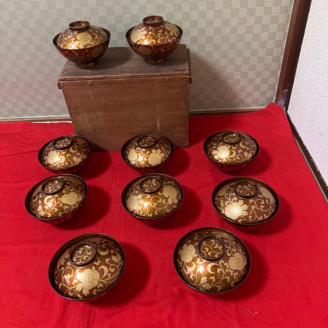 梨子地蒔絵吸物椀　10客供箱