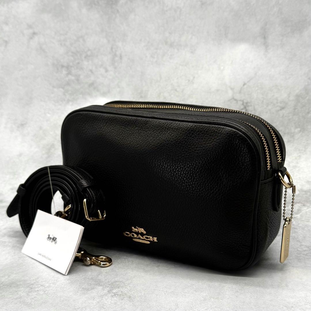 【美品】COACH コーチ ショルダーバッグ ダブルファスナー クロスボディ 黒
