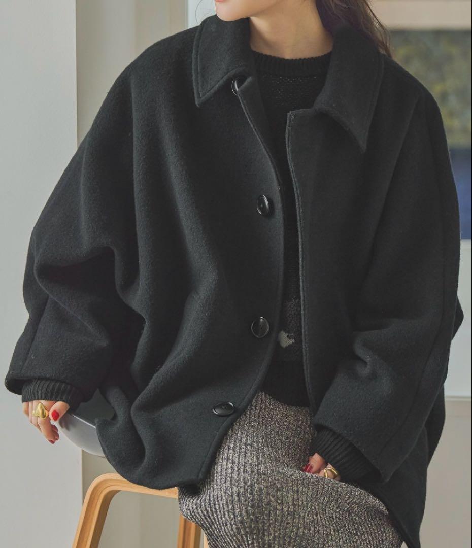 ニコアンド　ライトモッサドルマンジャケットコート　ブラック　アウター