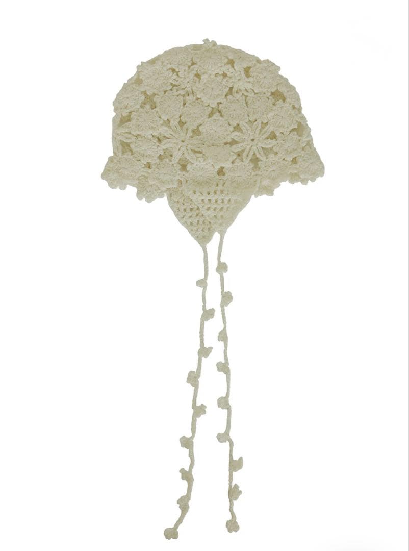 帽子 SIDE STRAP FLOWER KNIT CAP