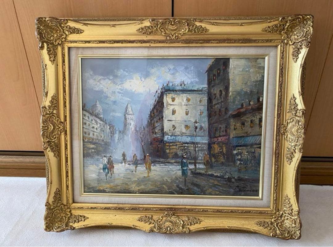 C.WINSONウィンソン作 油絵 「パリ・モンマルトルの丘」 サイン肉筆