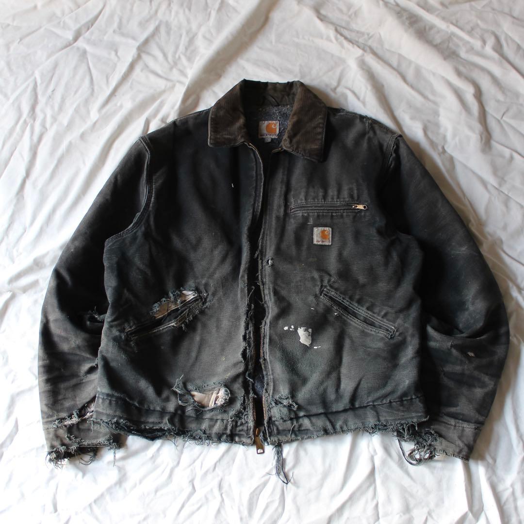 最高雰囲気 Carhartt デトロイトジャケット usa製 ブラック ハチノス