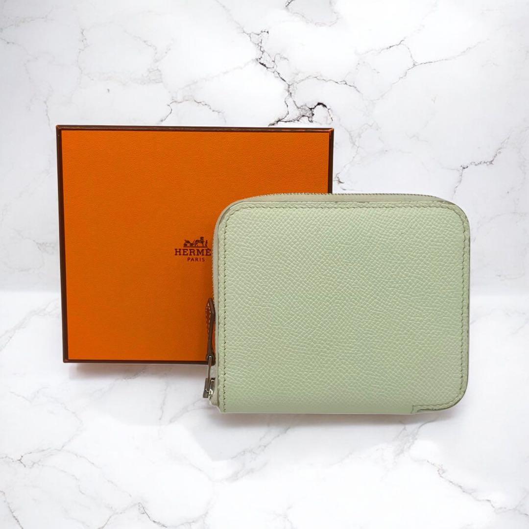 ⭐️良品⭐️ エルメス アザップ シルクイン コンパクト ミント ミニ財布