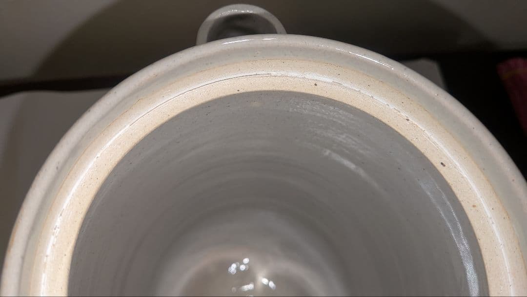 『陽炎園』月に雁絵　耳付き水指　細水指　膳所焼　茶道具　共箱共布　秋月見