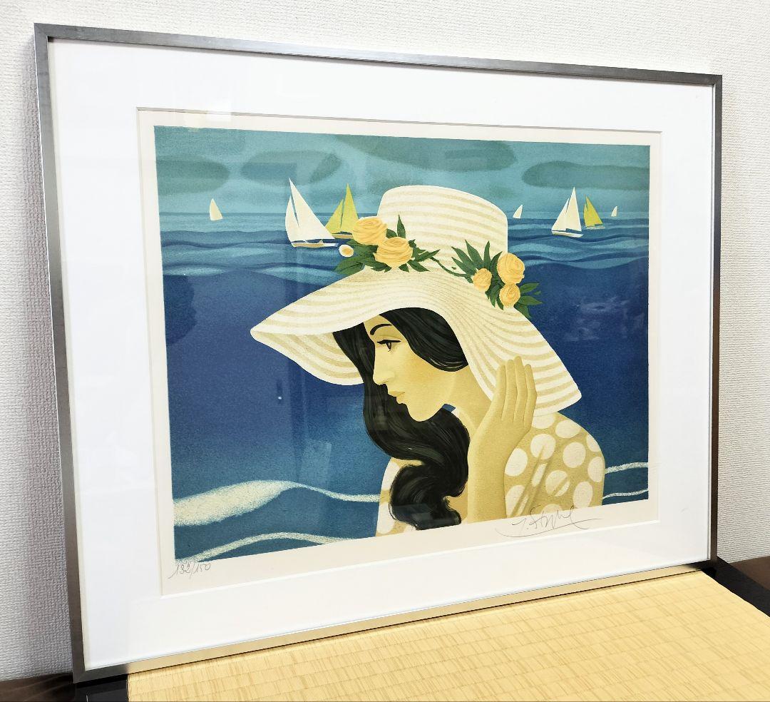 ♢ガンヌ 「日陰帽子の女」リトグラフ