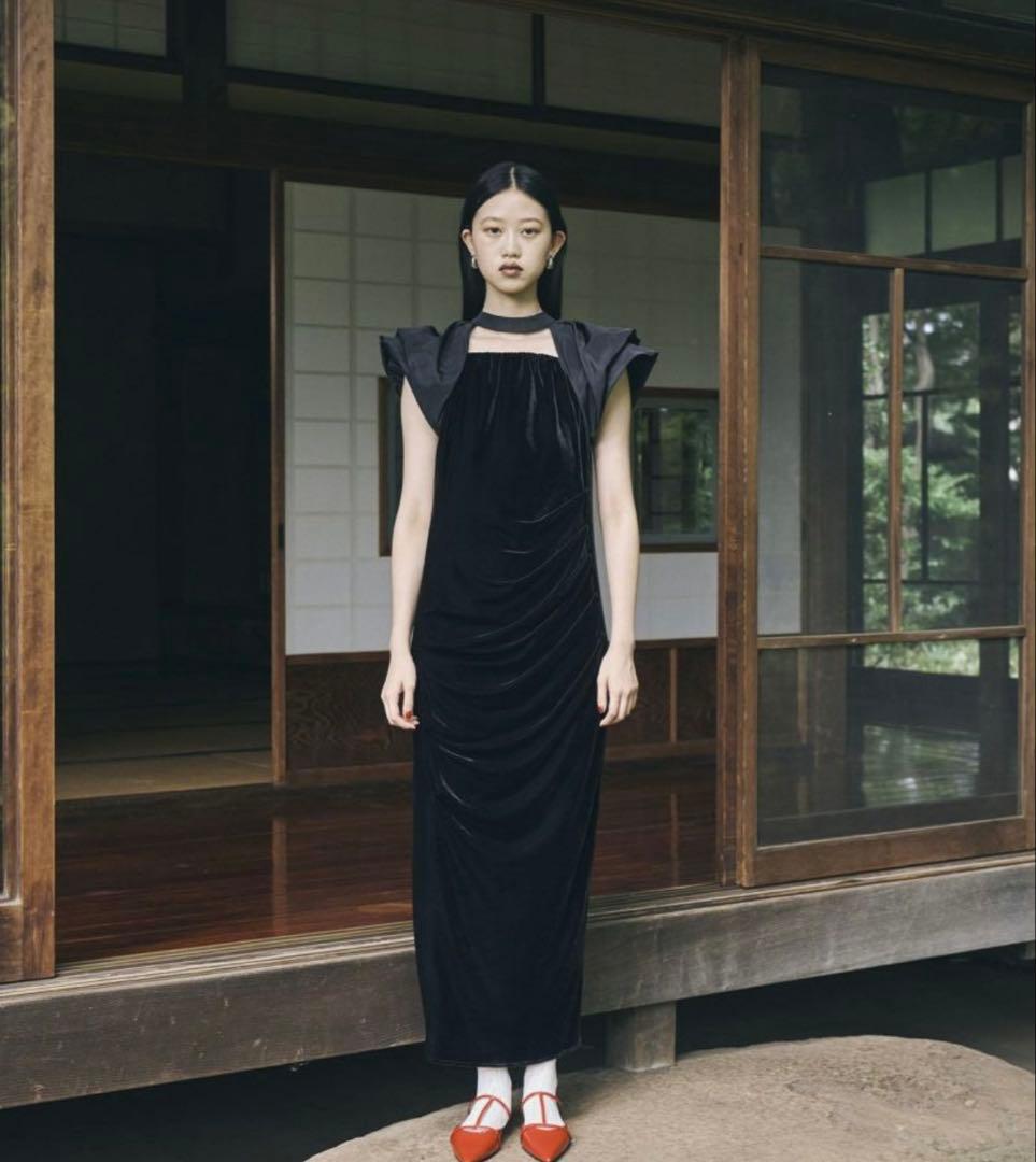 ANDRESD drape velour dress ベロアドレス