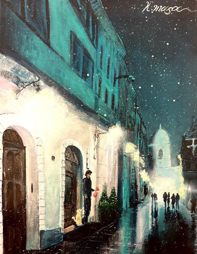 期間限定値下げ中 アクリル原画 F6サイズ 夜景アート モダンインテリア