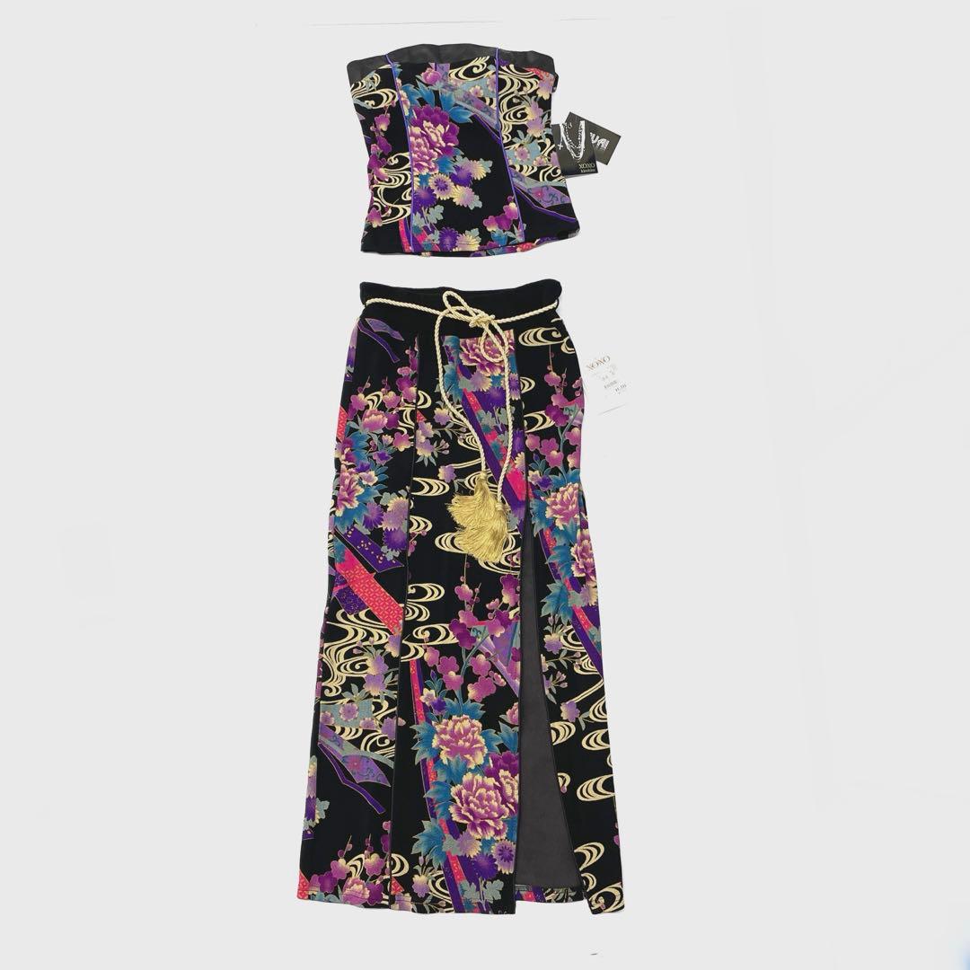 新品未使用XOXO kiss kiss 和柄　セットアップキャバ嬢ドレス3039