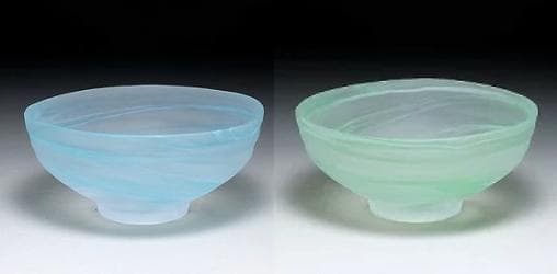 【新品】京都 宇治丸久小山園 抹茶茶碗 すりガラス 緑渦雲 青渦雲 2個セット