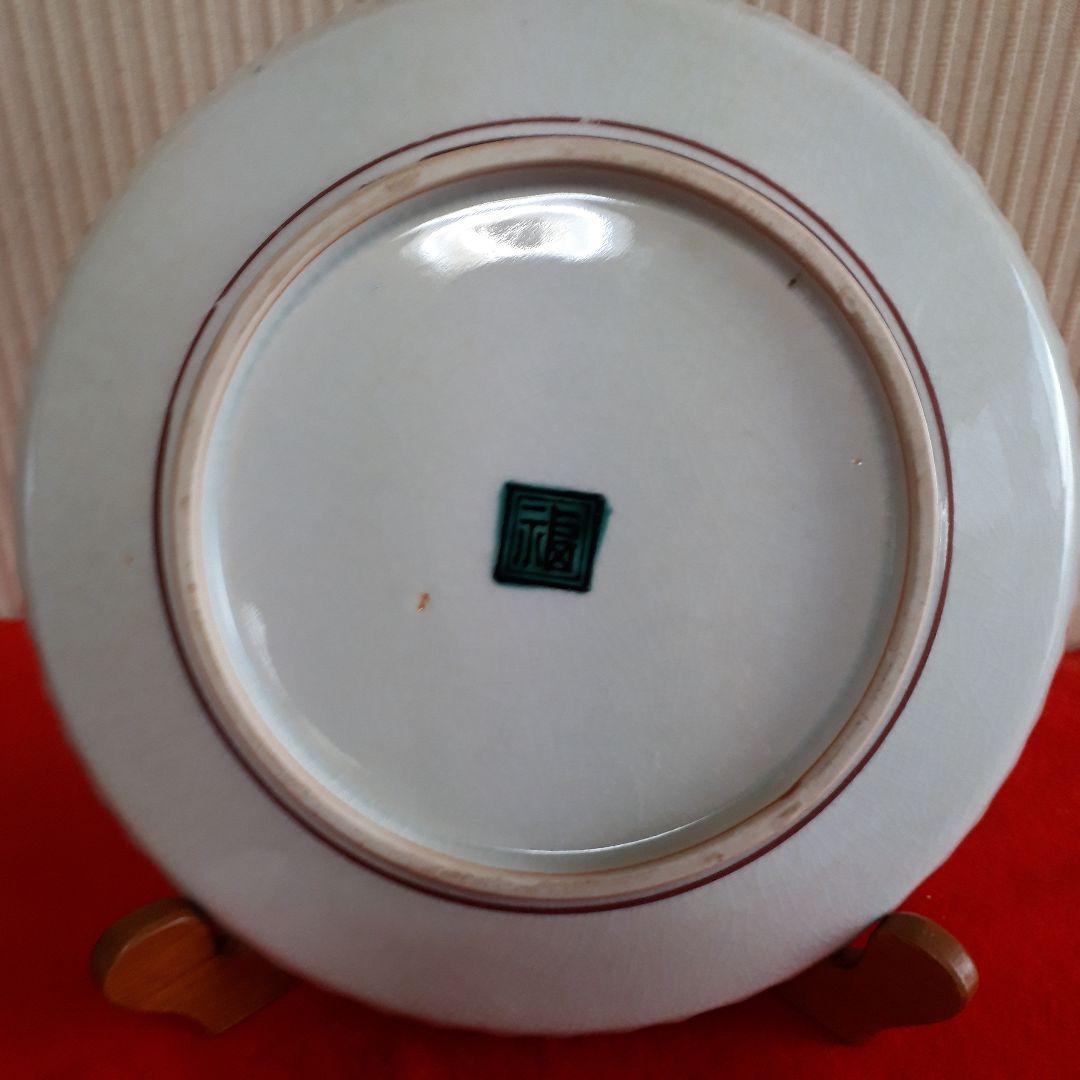 九谷焼角福花鳥図飾皿