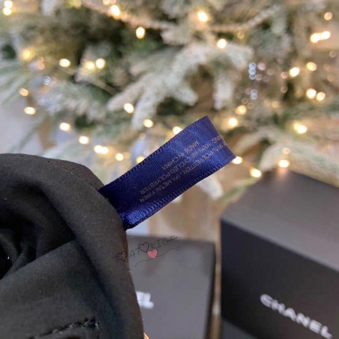 訳あり❤CHANEL❤ネイビーラメ巾着ショルダーバッグゴールドチェーン