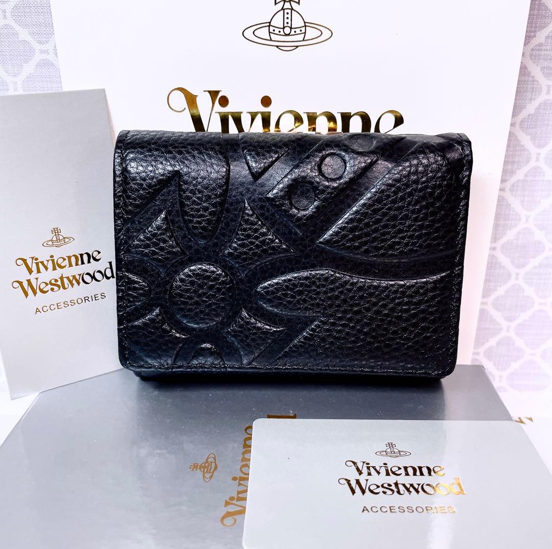 【魅力的☆ショッパー付】オーブ ヴィヴィアン・ウエストウッド 三折財布 黒