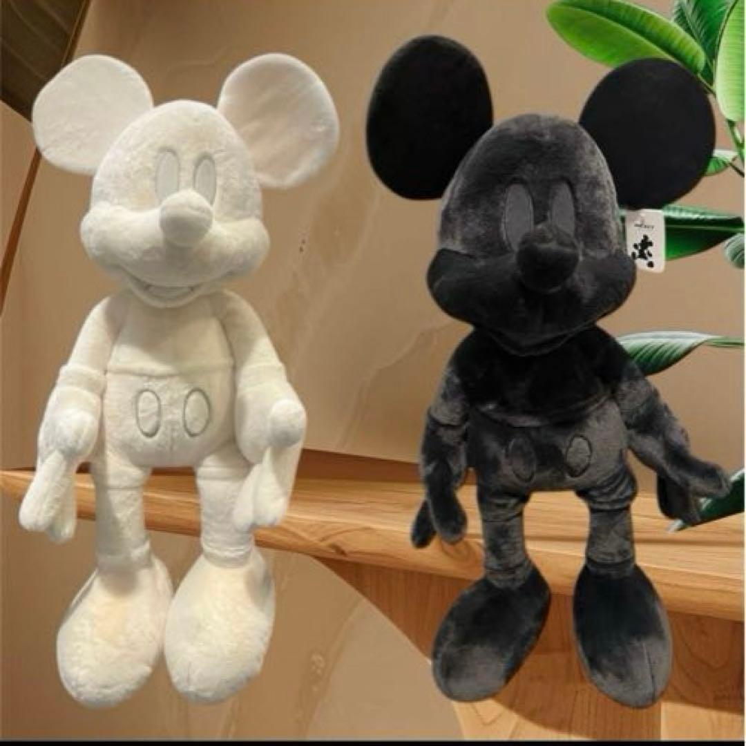 【新品】コストコ ホワイト& ブラック ミッキー ぬいぐるみ 特大 ブランケット