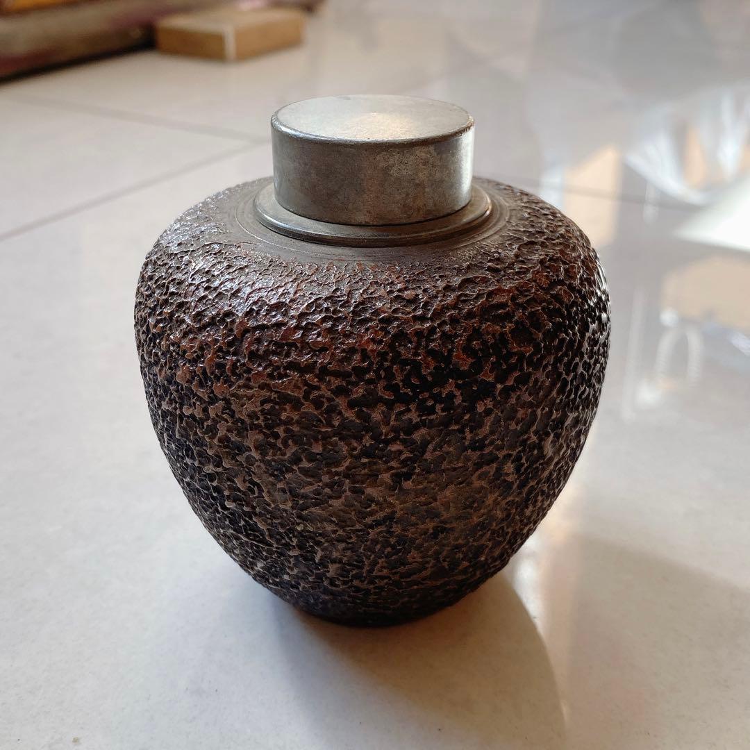 備前　茶筒　錫　vintage