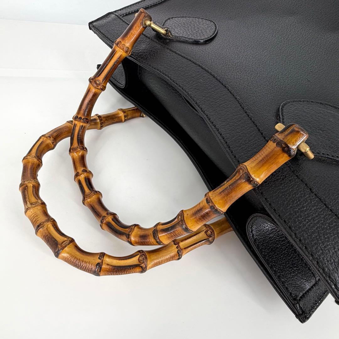 GUCCI ダイアナ バンブー ハンドバッグ トートバッグ ブラック 864