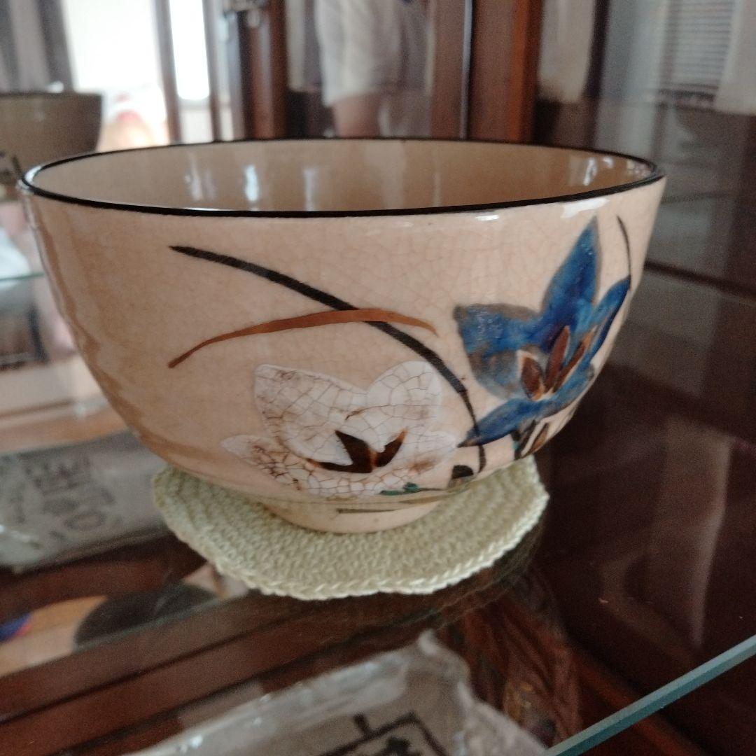 最終値下げ　中国骨董 【乾山菖蒲】お茶碗 在銘あり 美しい茶道具大変貴重な陶磁器