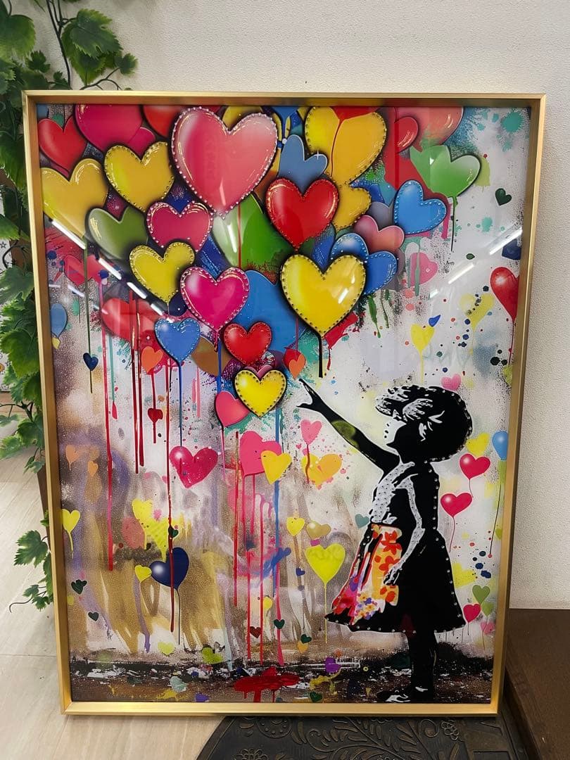 ビジュー　アートパネル　バンクシー　風船と少女　壁掛け　パネル　アート　絵　絵画