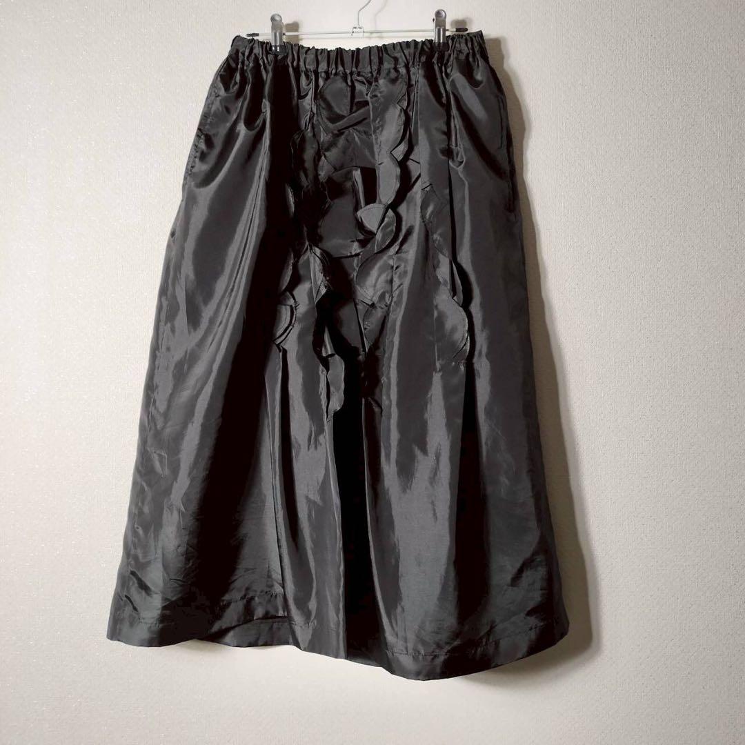 AD2004 コムデギャルソン ひざ丈スカート フリル ポリエステル 黒