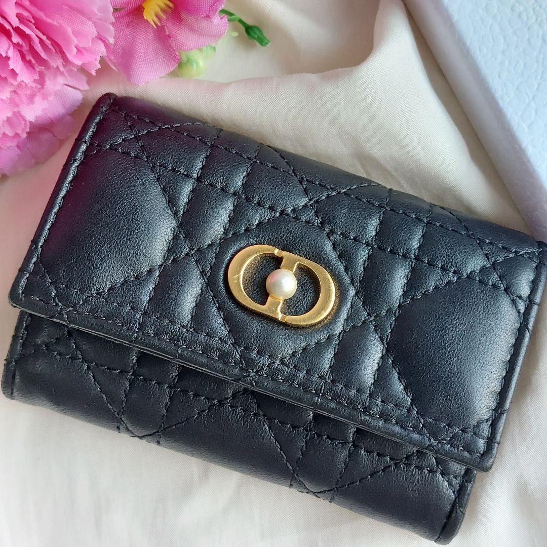 【現行】 ディオール 財布  オールグライシンウォレット 黒 革 パール