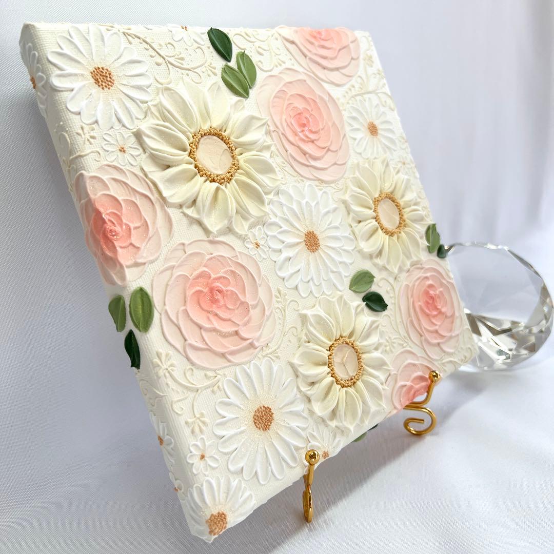 テクスチャーアート　絵画　インテリアアート　花　立体　絵　フラワーアート　花の絵