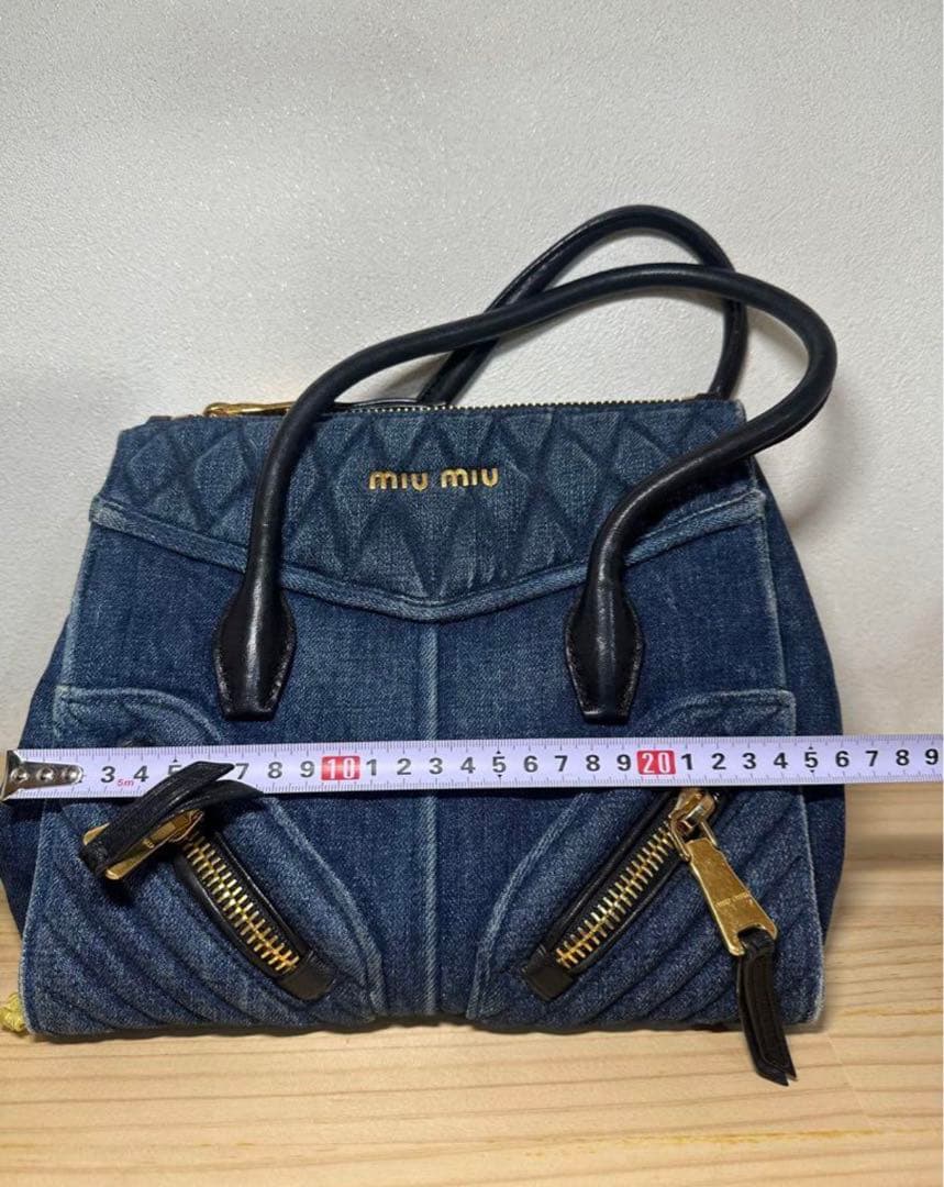【mh】miu miu ハンドバッグ バイカー 2way バック デニム柄