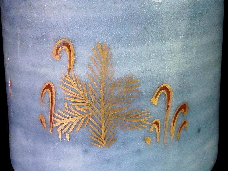 古伊万里　薄瑠璃色　若松の図　のぞき　猪口　C833 AS-CYe