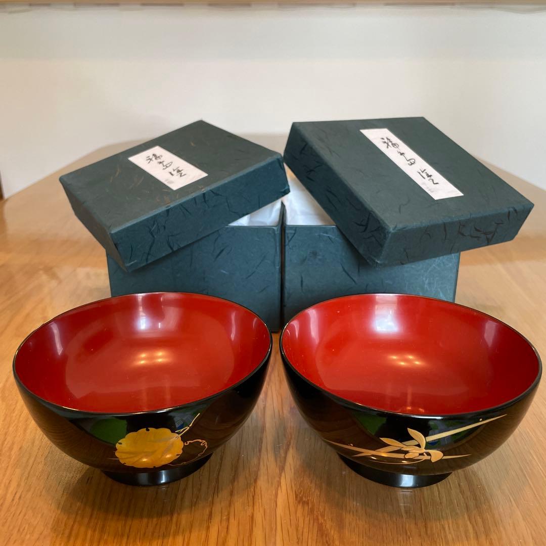 輪島塗　漆器　椀2客