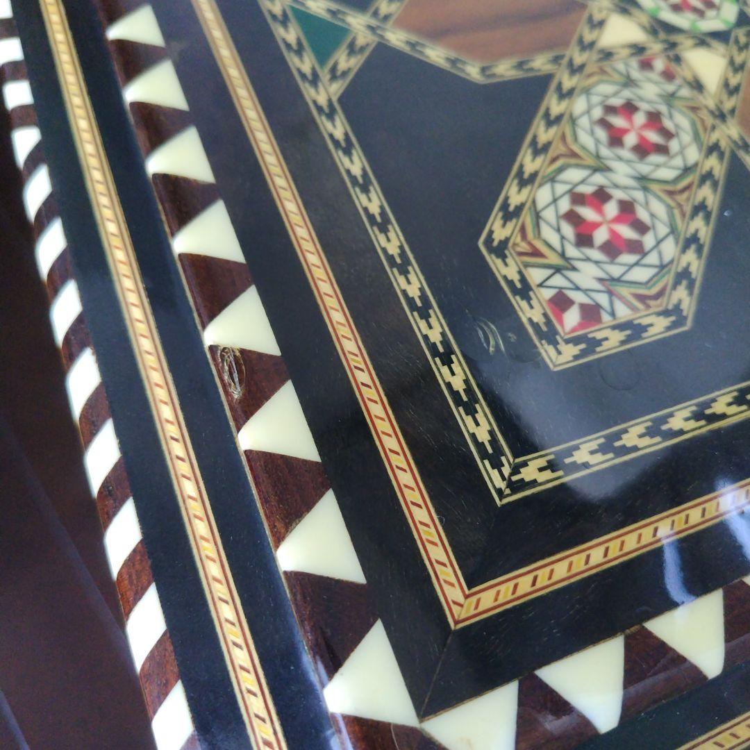 アンティーク 象嵌 寄木細工 天然木 ウッドチェア 飾り台