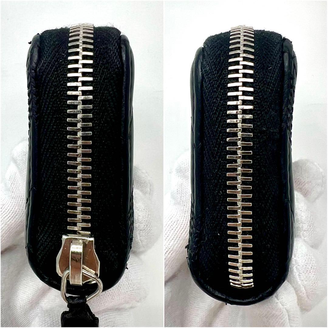 CHANEL シャネル ラムスキン Vステッチ刺繍 ラウンドジップ ケース