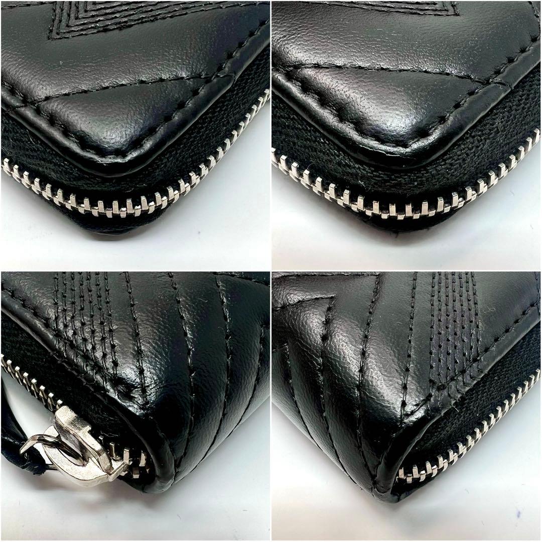 CHANEL シャネル ラムスキン Vステッチ刺繍 ラウンドジップ ケース