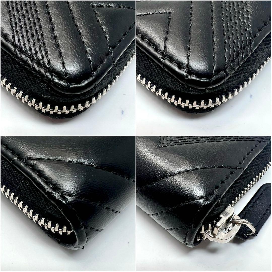 CHANEL シャネル ラムスキン Vステッチ刺繍 ラウンドジップ ケース